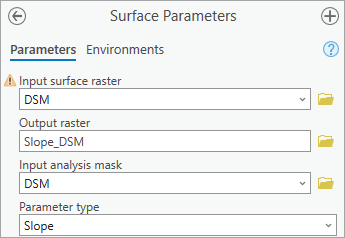 Parameters for the Surface Parameters tool