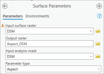 Parameters for the Aspect layer