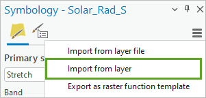 Import from layer menu option