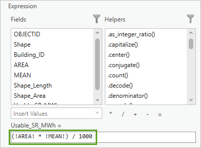 Expression for the Calculate Field tool