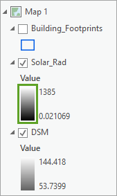 Color ramp for the Solar_Rad layer