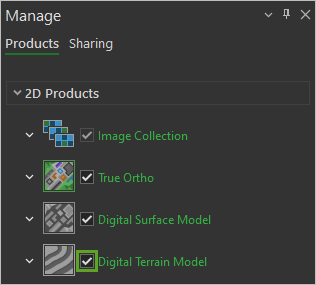 Check the box next to Digital Terrain Model.