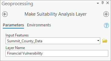 Make Suitability Analysis Layer tool parameters