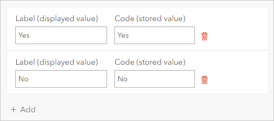 Label and Code options for list values