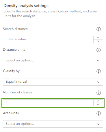 Density analysis settings parameters