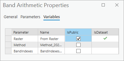 Band Arithmetic Properties variables