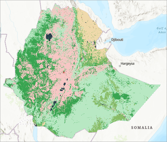 Two land cover rasters displayed on the map