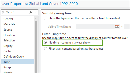 Layer Time parameter set to No Time