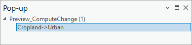 Cropland to Urban change shown in the pop-up