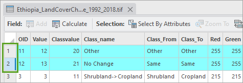 First two rows selected