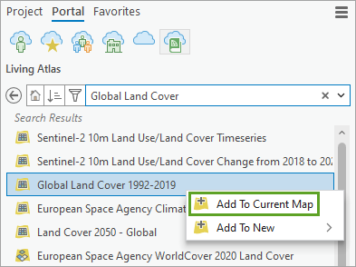 Search for the Global Land Cover image service