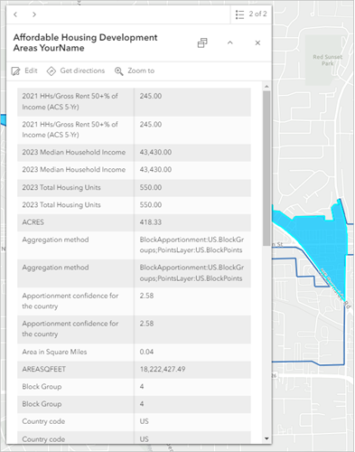 Default pop-up for Candidate Locations layer