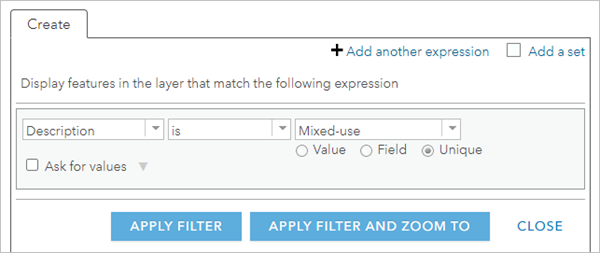 Expression in Filter window