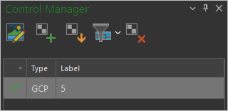 GCP 5 in the Control Manager window with a green check mark