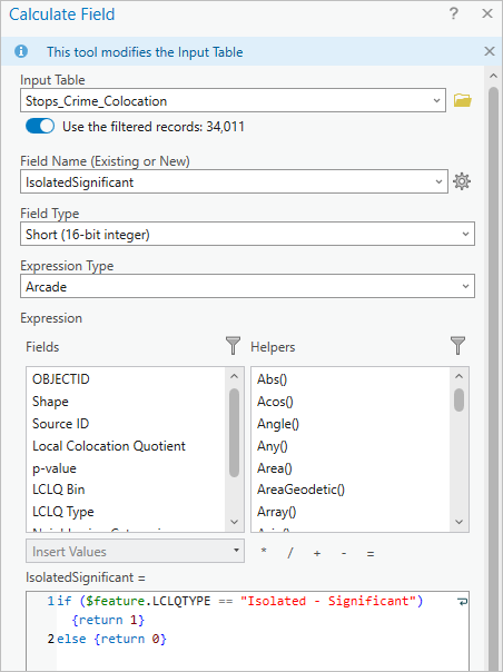 Calculate Field tool parameters