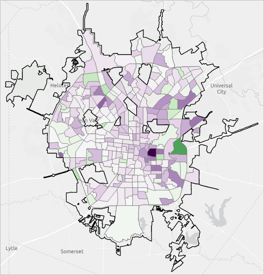 Map of police stops disparity for Black people