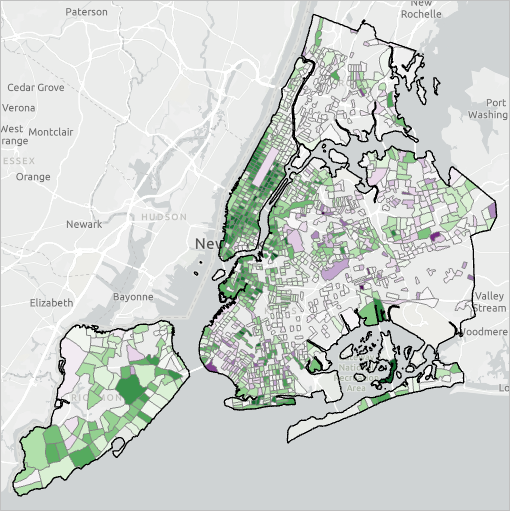 Map of police stops disparity for White people