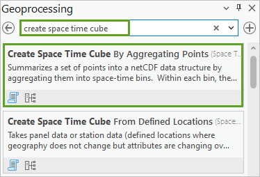 Create Space Time Cube By Aggregating Points tool