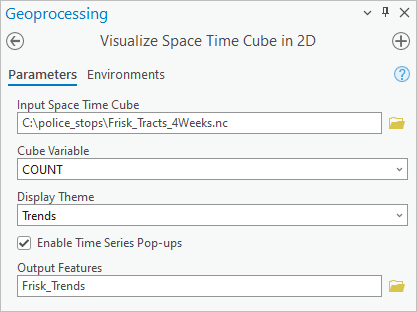 Visualize Space Time Cube in 2D tool