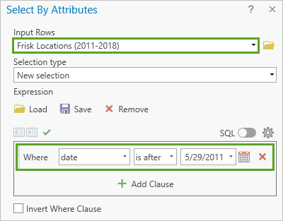 Expression clause in the Select By Attributes tool