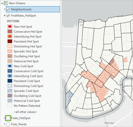 FriskRates_HotSpot layer in the Contents pane and map