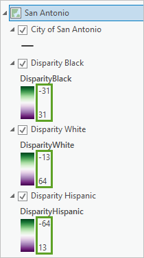 Legends with different value ranges