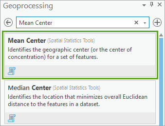 Mean Center tool in search results
