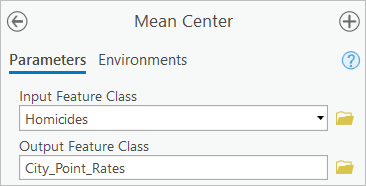Input and output parameters for the Mean Center tool