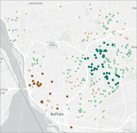 Map showing the results of colocation analysis