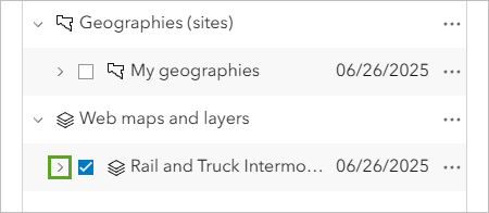 Expand button for Rail and Truck Intermodal Freight Facilities (Tutorial)