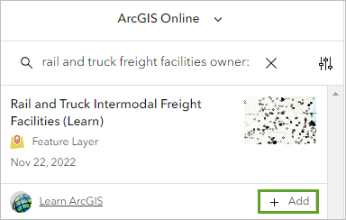 Add button for the Rail and Truck Freight Facilities (Learn) layer
