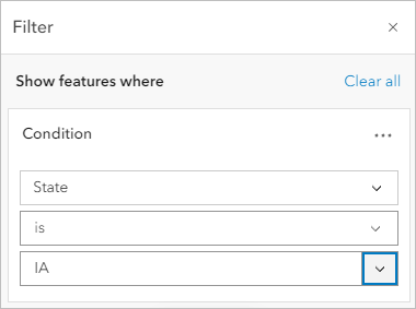 Expression State is IA in the Filter window