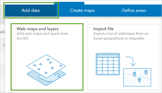 Add Data tab on the ribbon and Web maps and layers