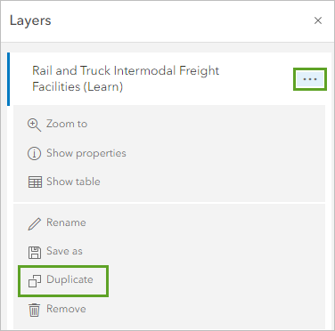 Duplicate for the Rail and Truck Intermodal Freight Facilities layer