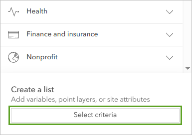 Select criteria button