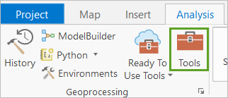 Tools button in the Geoprocessing group on the Analysis tab