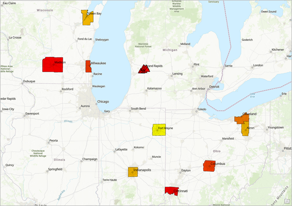 Result map shows the final ranking for candidate markets.