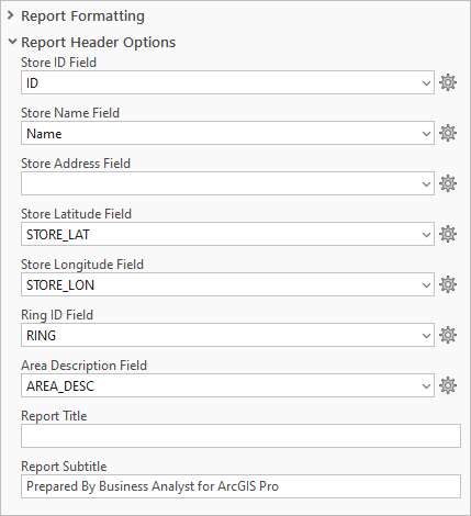 Summary Reports tool report header options