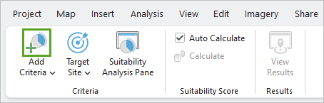 Suitability analysis tools accessed on the Suitability tab.