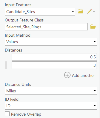 Configure parameters for the Generate Trade Area Rings tool.