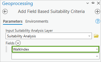 For the Fields parameter, choose WalkIndex.