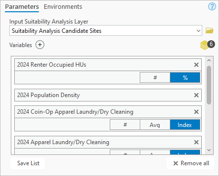 Variables are added to the tool from the Data Browser.