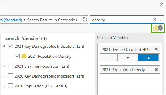 Selected Variables button in the Data Browser displays two selected variables.