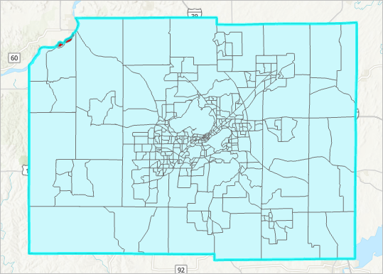 Block groups are added for the candidate market county.