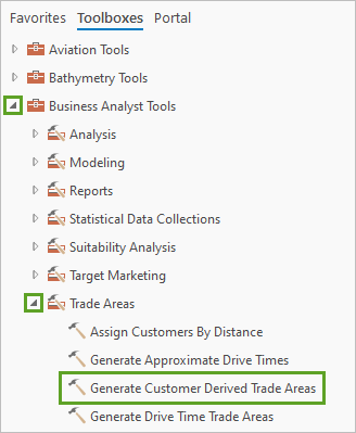 Generate Customer Derived Trade Areas tool