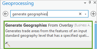 Generate Geographies From Overlay geoprocessing tool