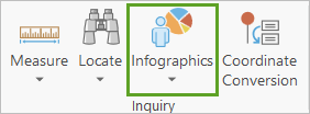 The Infographics button is located in the Inquiry group on the Map tab.