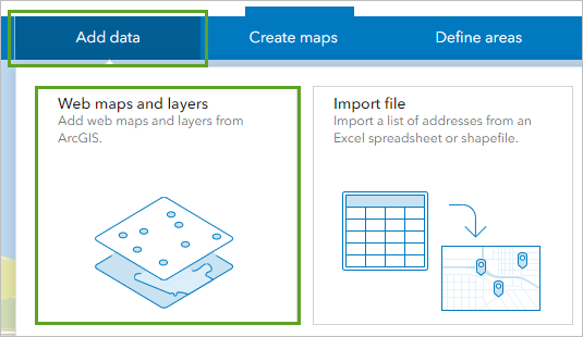 Web maps and layers in the Add Data menu