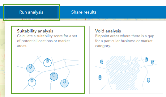 Suitability analysis on the Run analysis menu