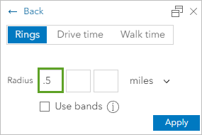 Radius set to 0.5 miles